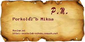 Porkoláb Miksa névjegykártya